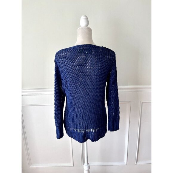 C. Wonder Navy Blue Round Neck Open Knit Sweater S - Picture 3 of 5